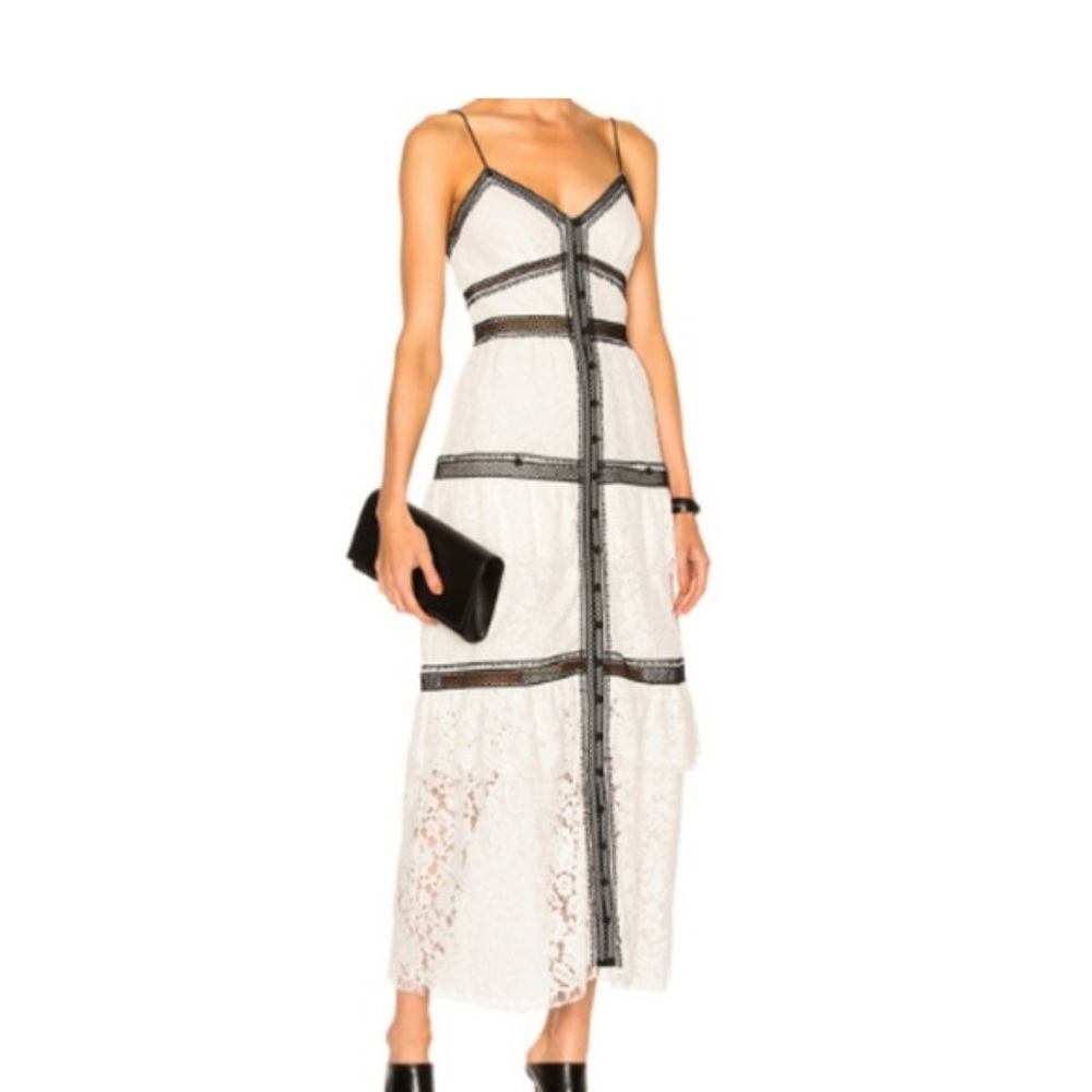 Self Portrait Black and White Lace Dress